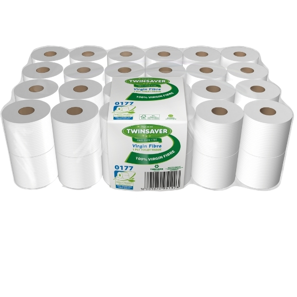 TwinSaver -1-Ply Toilet Paper 100% Virgin Fibre – 48 Rolls (0177)