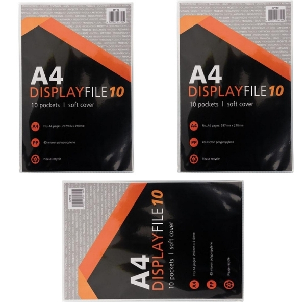 SourceDirect – A4 Display File / Flip File (10 Sleeves) – Pack of 3