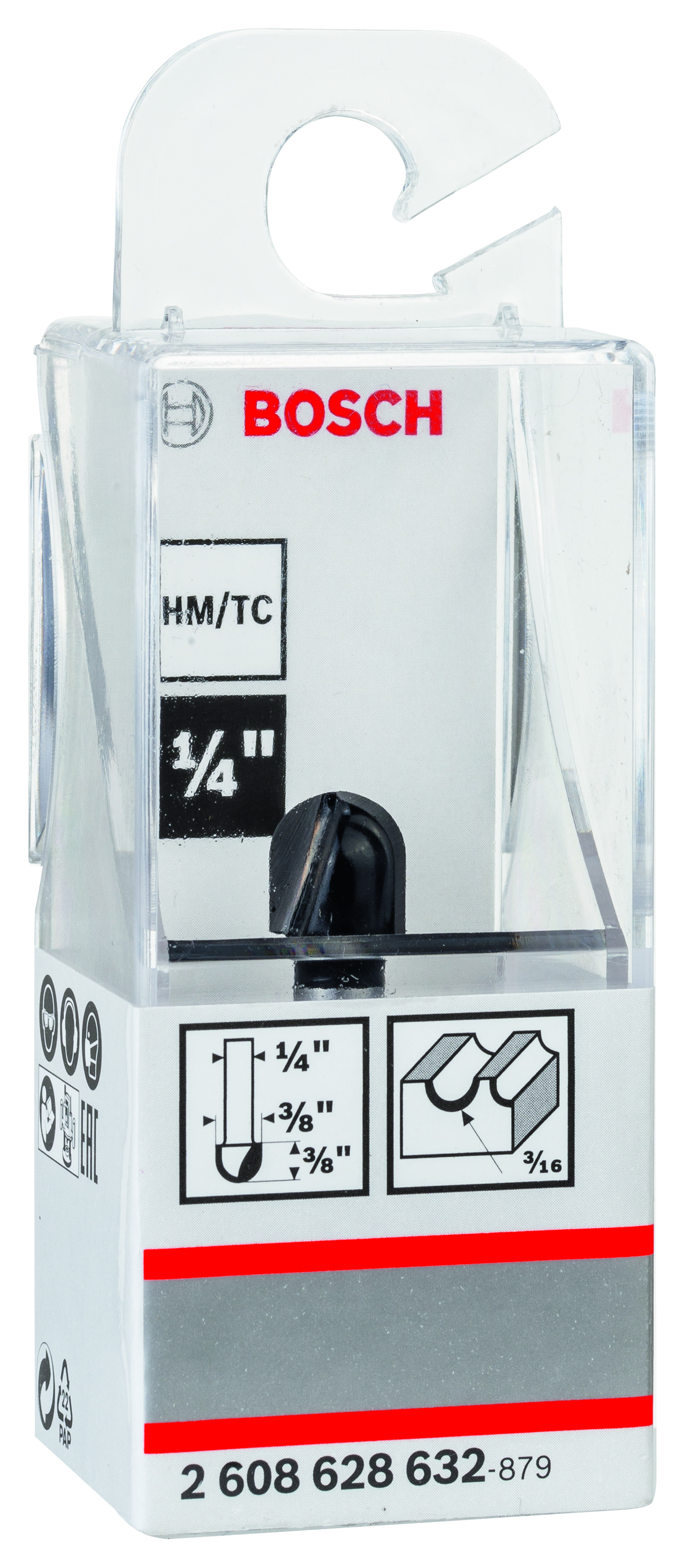 Core box bit, 1/4″, R1 4.7 mm, D 9.5 mm, L 9.2 mm, G 45 mm 1/4″, R1 4,7 mm, D 9,5 mm, L 9,2 mm, G 45 mm