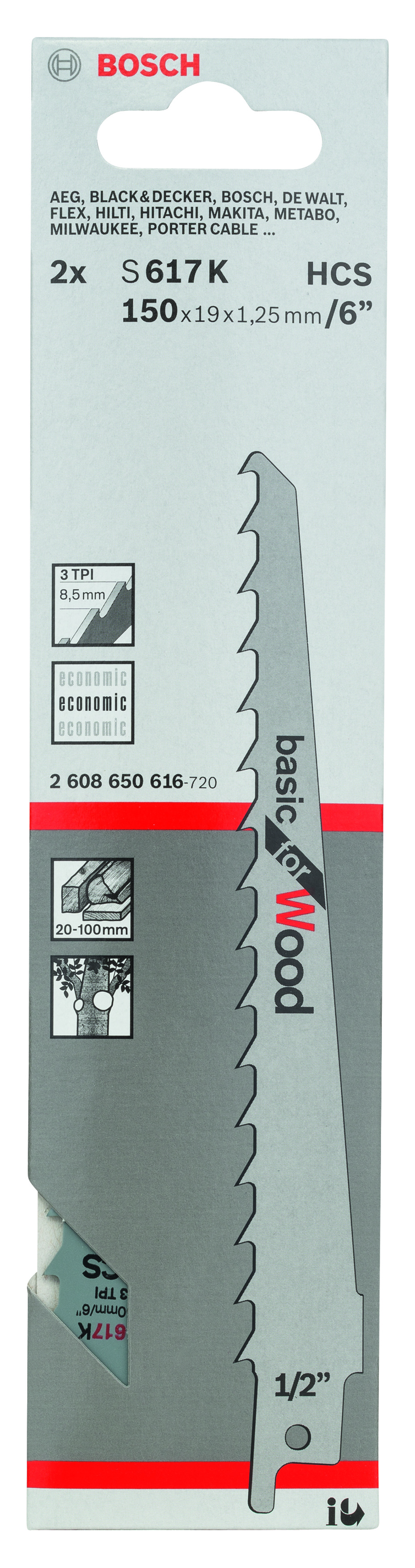 Reciprocating saw blade S 617 K Basic for Wood