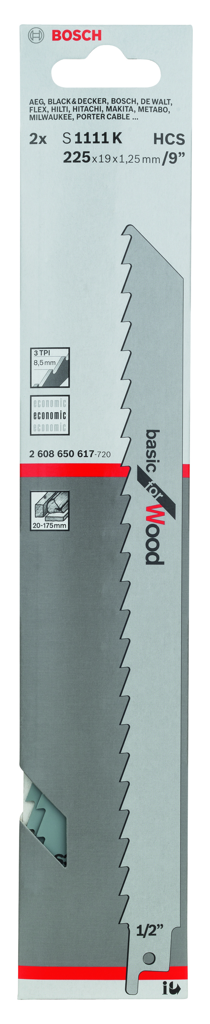 Reciprocating saw blade S 1111 K Basic for Wood