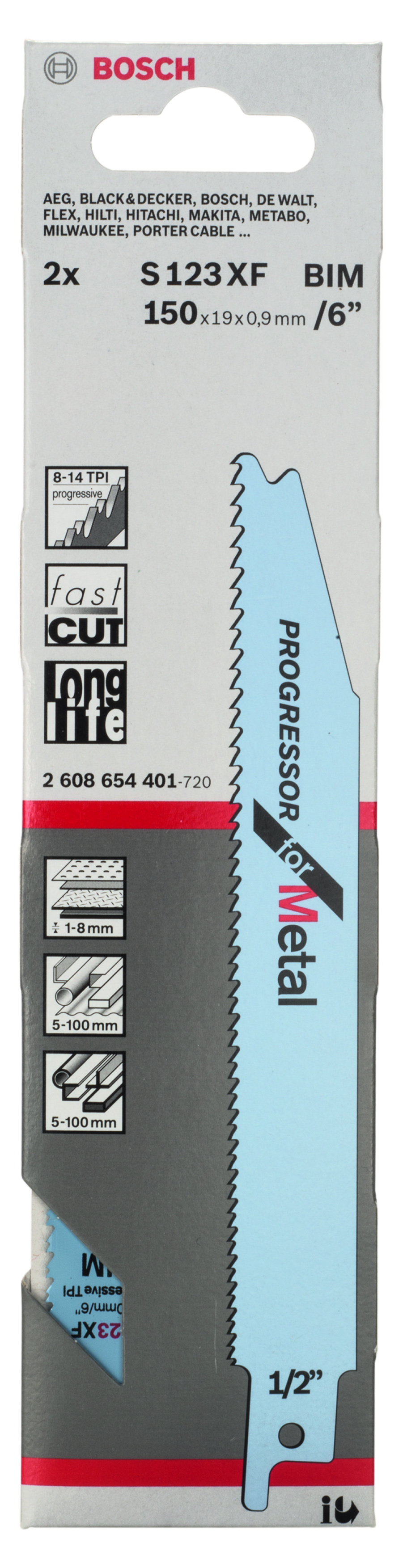 Reciprocating saw blade S 123 XF Progressor for Metal