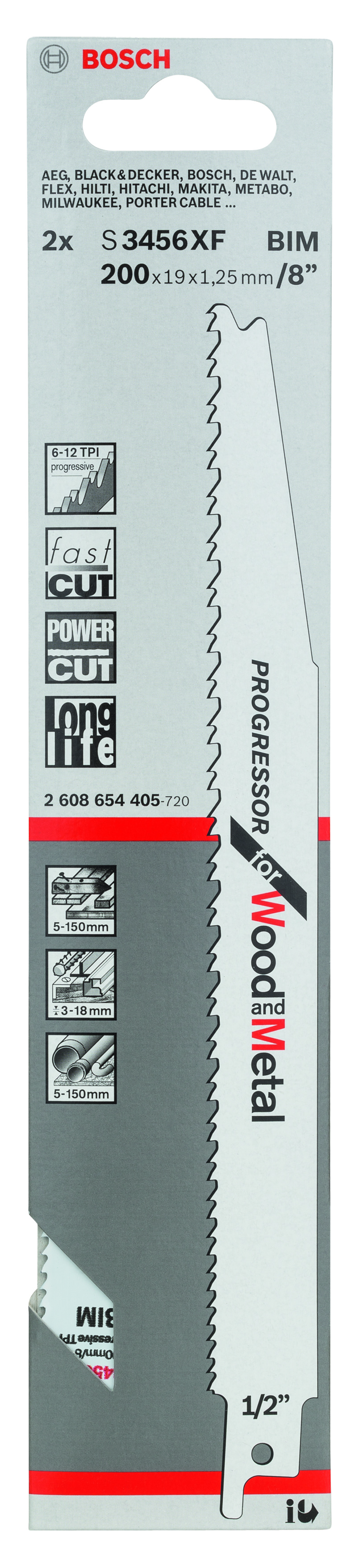 Reciprocating saw blade S 3456 XF Progressor for Wood and Metal