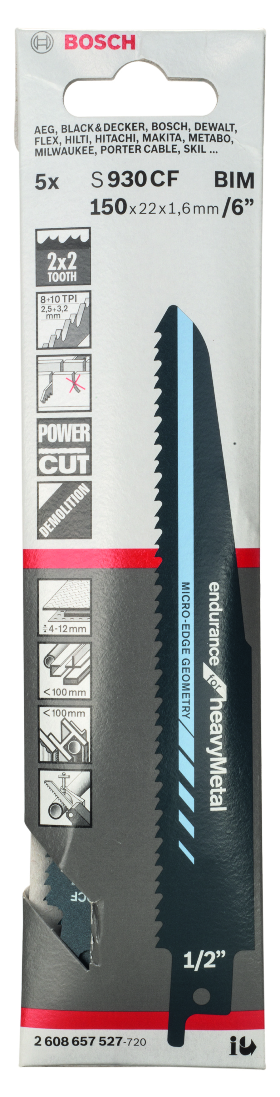 Reciprocating saw blade S 930 CF Endurance for Heavy Metal