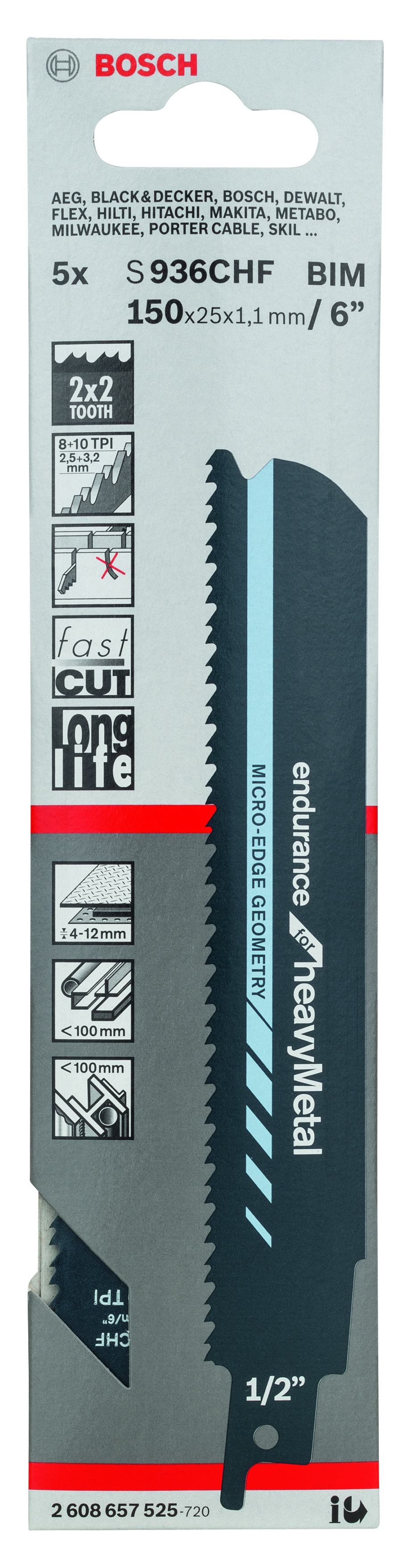 Reciprocating saw blade S 936 CHF Endurance for Heavy Metal