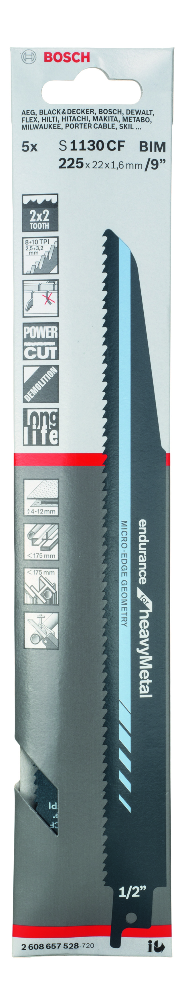 Reciprocating saw blade S 1130 CF Endurance for Heavy Metal