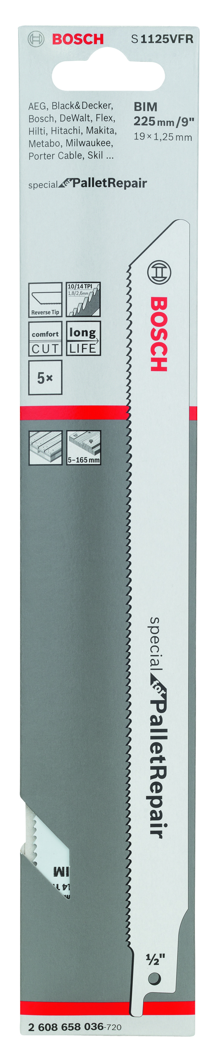 Reciprocating saw blade S 1125 VFR Special for Pallet Repair