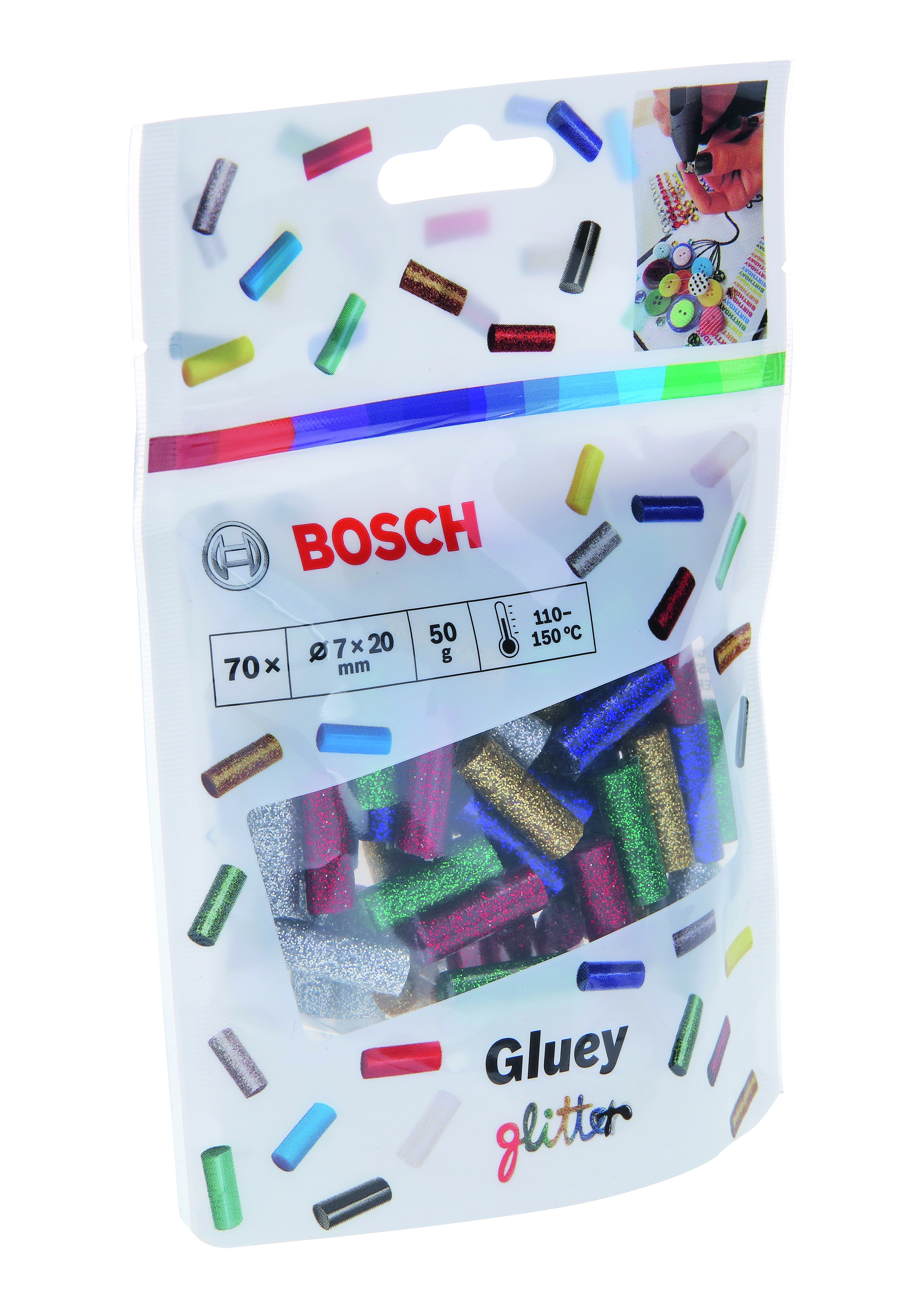 Gluey Sticks, Glitter Mix 5 x 14 Sticks (5 different colours)