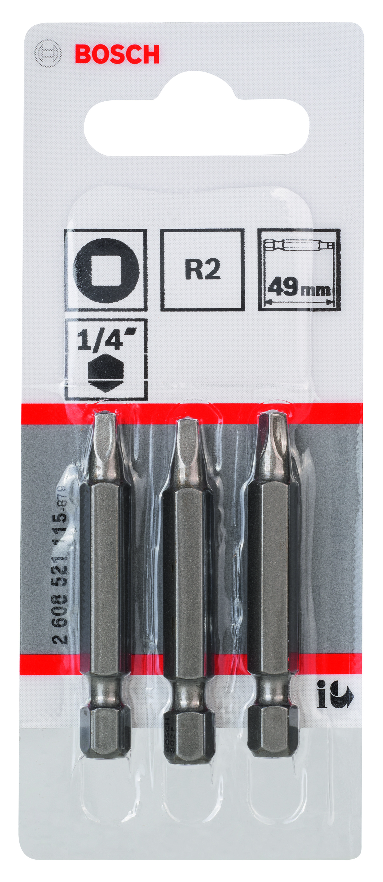 Screwdriver bit Extra Hard R2, 49 mm, 3 pc