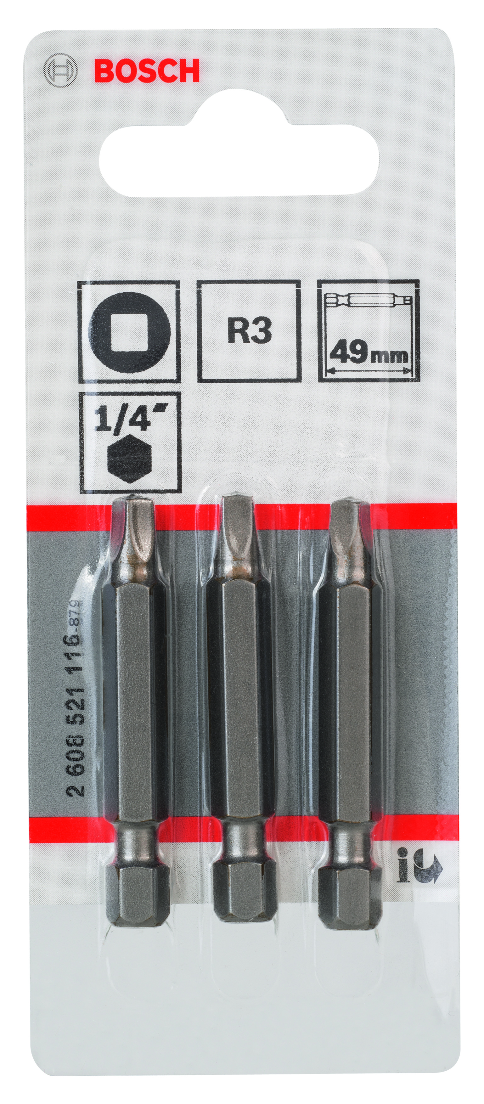 Screwdriver bit Extra Hard R3, 49 mm, 3 pc