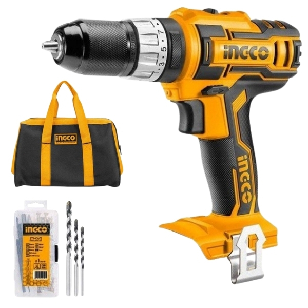 Ingco – Cordless Impact Drill 20V, Tool Bag and Accessory Set (50 Piece)