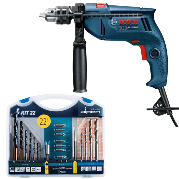 Bosch – GSB 570 – Impact Drill and Alpen Drill Bit Set (ALP22KIT)