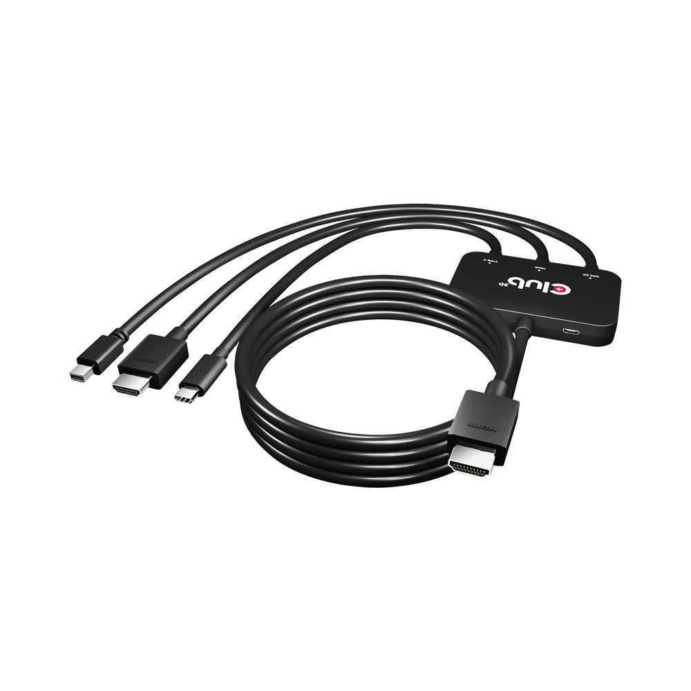 Club 3D Type-C, HDMI, Mini DisplayPort 1.2 to HDMI 4K