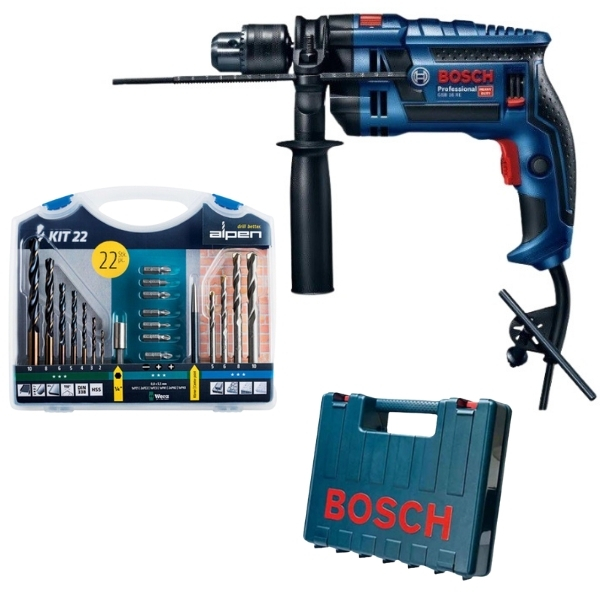 Bosch – Impact Drill GSB 16 RE and Alpen Drill & Screwdriver Bit Set(22 Piece)
