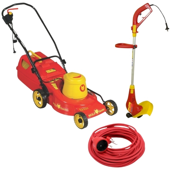 Wolf – Lawnmower 2200W, 650W Garden Trimmer and 20M Extension Cord