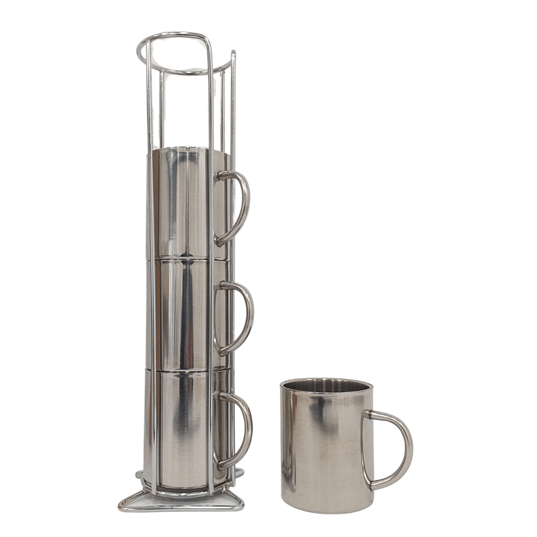LK’s Four Cups In Stand Set – Stainless Steel