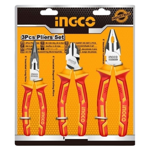 Ingco – Insulation Plier Set / High Voltage Plier Set – 3 Piece (1000V)