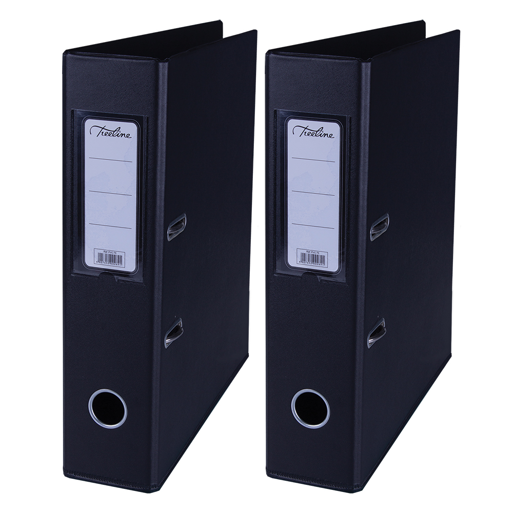 Treeline PVC 70 A4 PVC Lever Arch File – Black – Pack of 2