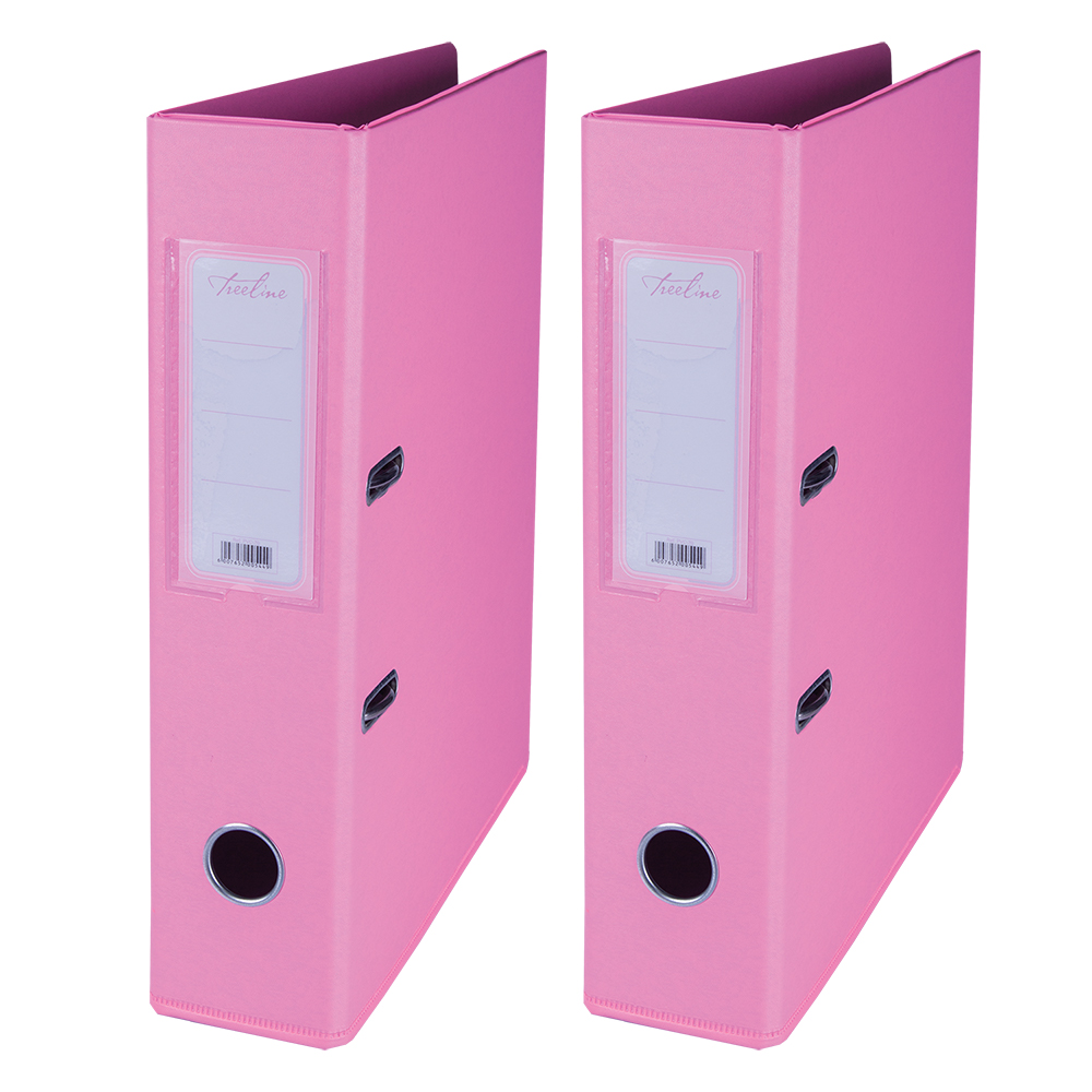 Treeline PVC 70 A4 PVC Lever Arch File – Pink – Pack of 2