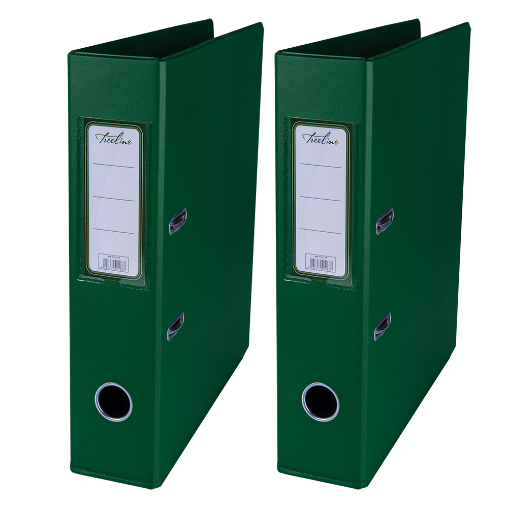 Treeline PVC 70 A4 PVC Lever Arch File – Green – Pack of 2