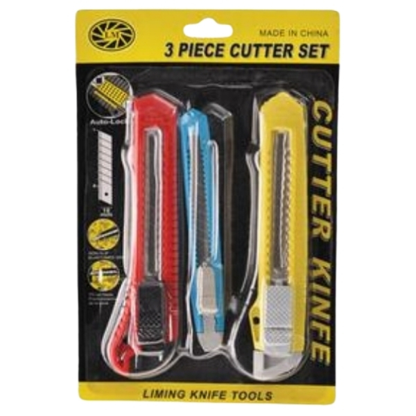 SourceDirect – Knife / Snap-off Blade – 3 Piece Cutter Set (18mm + 9mm)