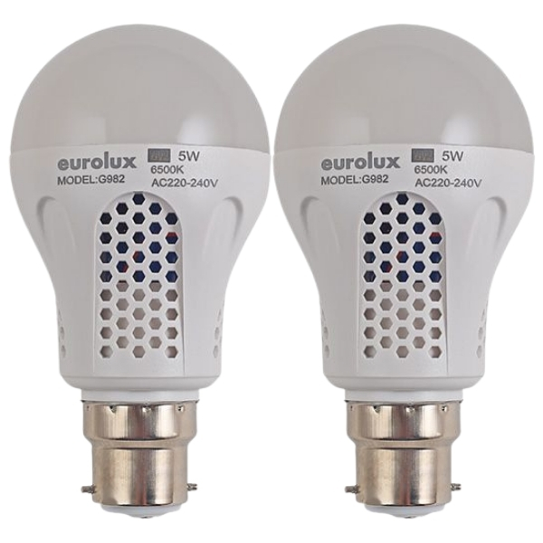 Eurolux – Rechargeable LED Lamp/Day Light 6500k 5W B22 LED Lamp – Pack of 2