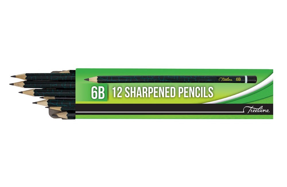 Treeline Graphite Pencils Sharpened – Box of 12 – 6B