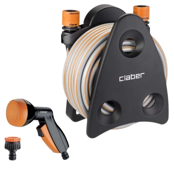 Claber – Hose Reel with Mini Garden Hose (10m) and Gardening Accessories