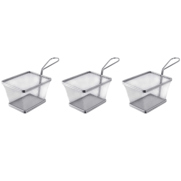 SourceDirect – Stainless Steel Mini / Small Frying Basket – Pack of 3