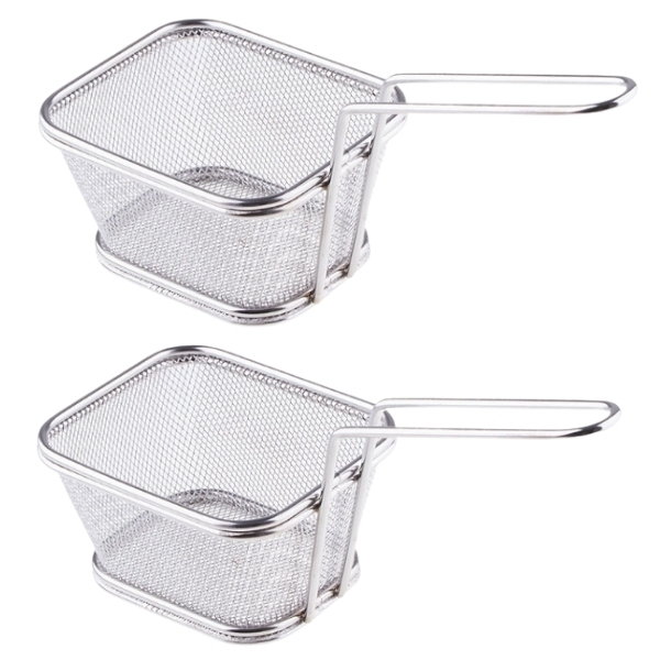 SourceDirect -Stainless Steel Frying Basket Large -Pack of 2(13 x 11 x 8cm)