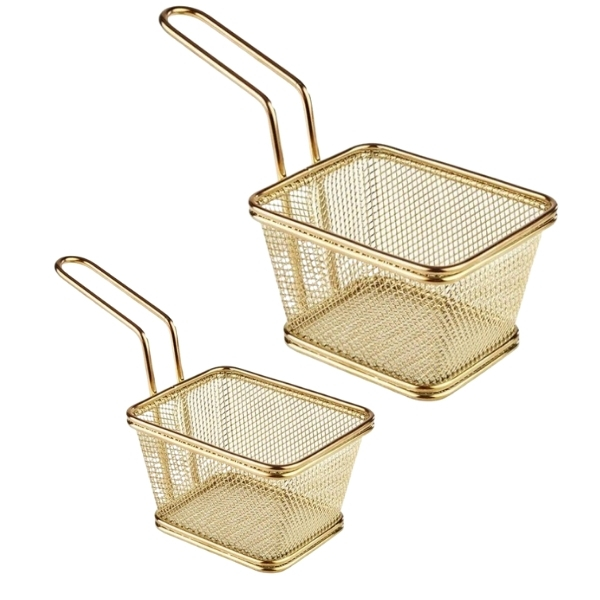 SourceDirect – Frying Basket Combo – Small and Large (Gold)