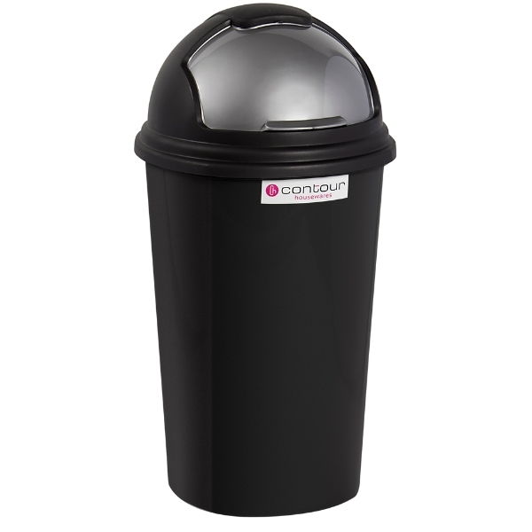 Contour – Refuse Bin / Round Refuse Bin with Flip Lid – Black / Grey (25L)