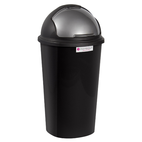 Contour – Refuse Bin / Round Refuse Bin with Flip Lid – Black / Grey (50L)