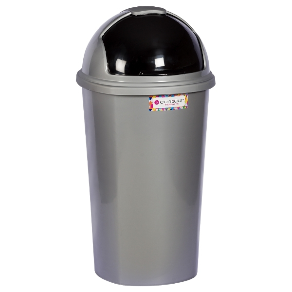 Contour – Refuse Bin / Round Refuse Bin with Flip Lid – Grey/Black (50L)
