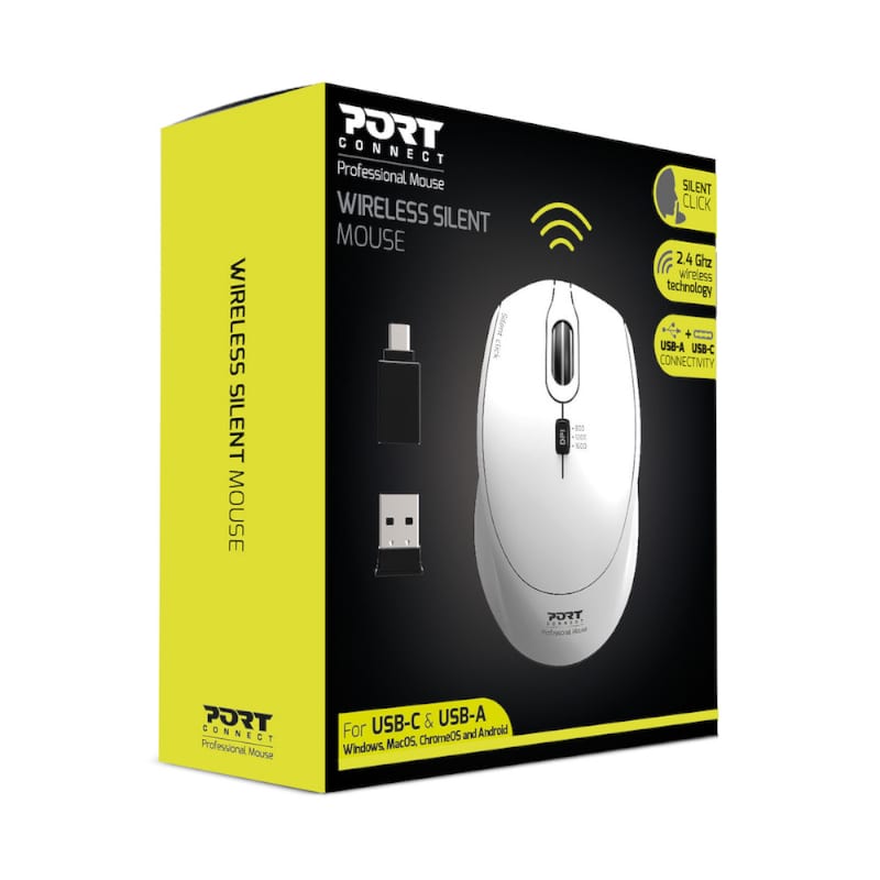 Port Office Pro Wireless Silent Mouse White