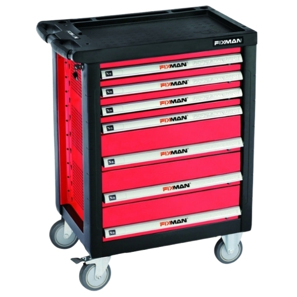 Fixman – 7 Drawer Tool Trolley on Castor Wheels – Including 130 Piece Tools