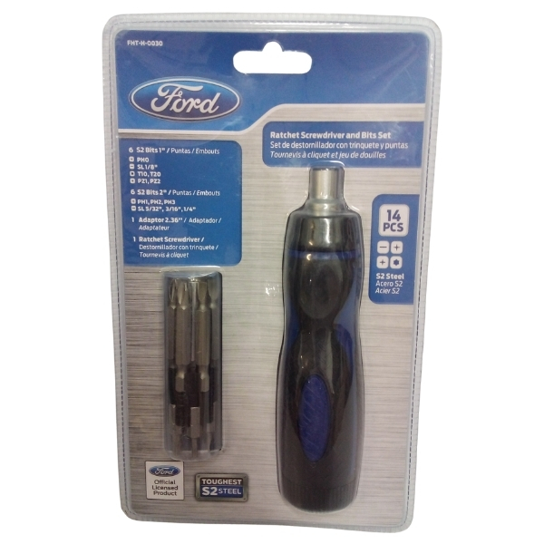 Ford – Ratchet Screwdriver & Bit Set Chrome Vanadium – 14 Piece