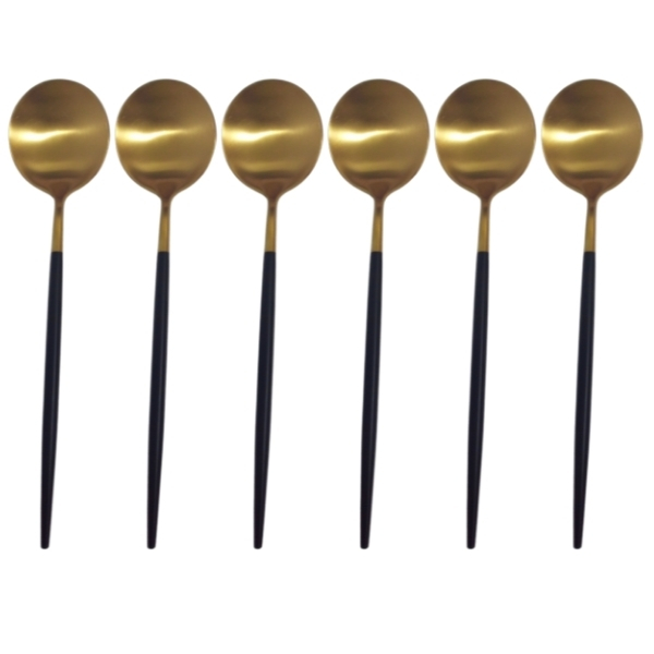SourceDirect – Spoons / Gold Plated Stainless Steel Spoons – 6 Piece – Black