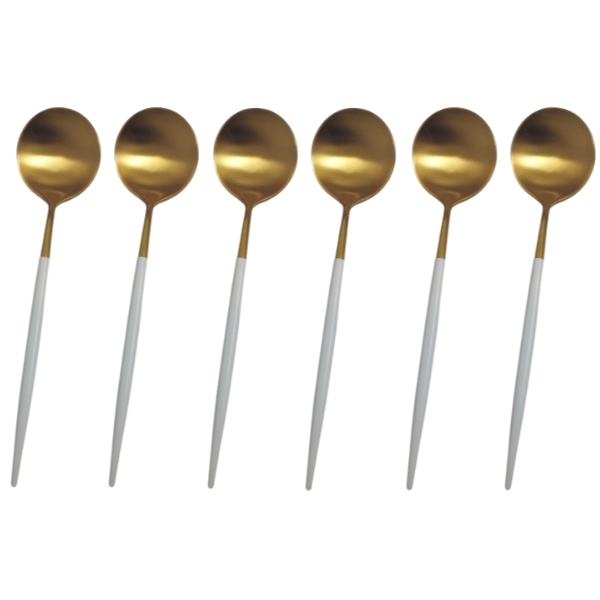 SourceDirect – Spoons / Gold Plated Stainless Steel Spoons – 6 Piece – White