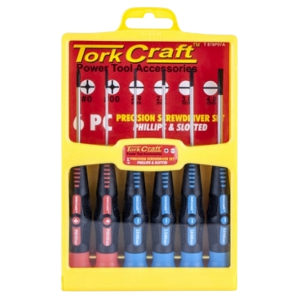 Tork Craft – Precision Screwdriver Set Phillips and Slotted – 6 Piece