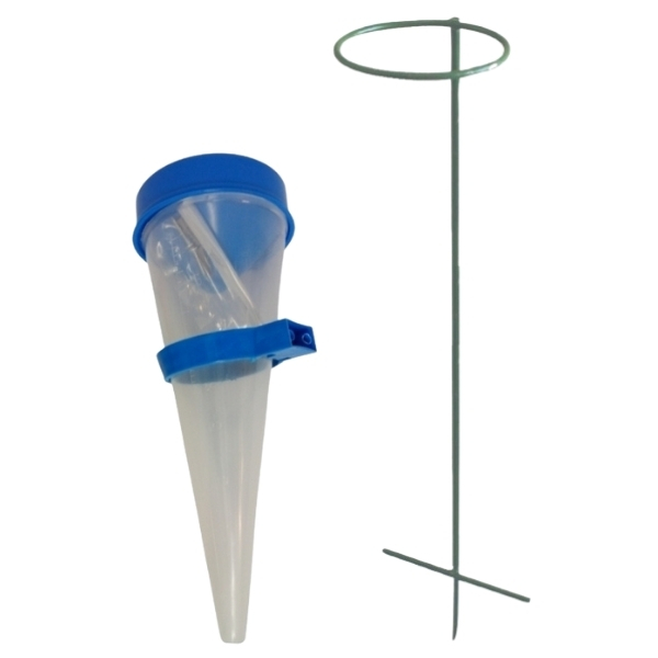 Rain Gauge (Blue – 100mm) with Green Metal Stand