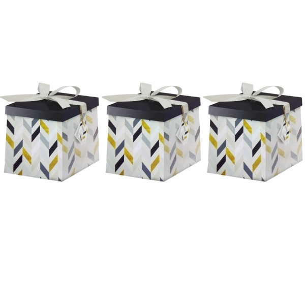 SourceDirect – Gift Box / Flat-Pack Large Gift Box – Pack of 3 (Cream)