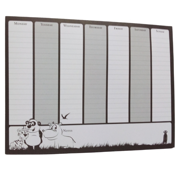 SourceDirect – Weekly Planner with Magnetic Strips – Hippo, Panda and Tiger
