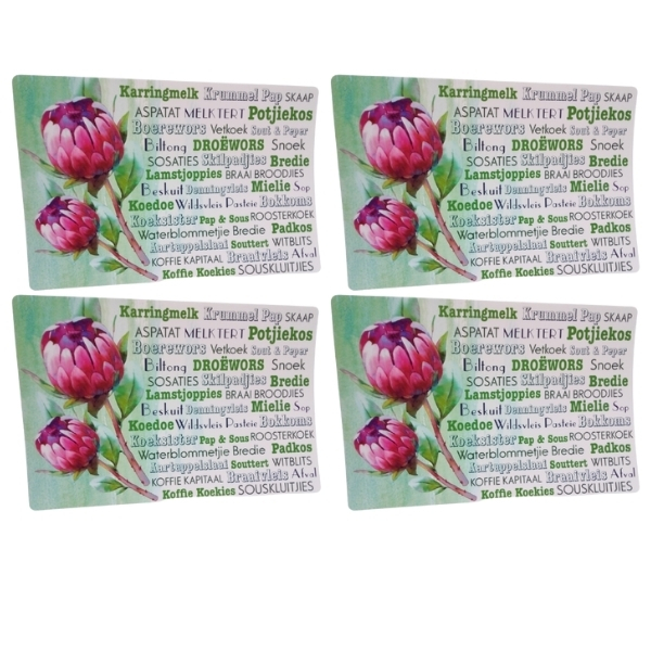 SourceDirect – Placemats / Afrikaans Words Placemats 45 x 30cm – Pack of 4