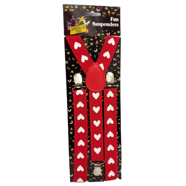 SourceDirect – Suspenders / Dress Up Suspenders – Hearts – Red (White Hearts)