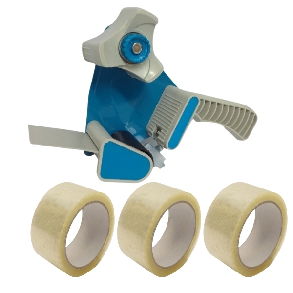SourceDirect – Tape Dispenser 48mm with 3 x 50m Clear Packaging Tape