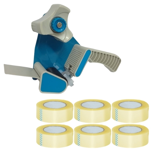 SourceDirect – Tape Dispenser 48mm with 6 x 100m Clear Packaging Tape