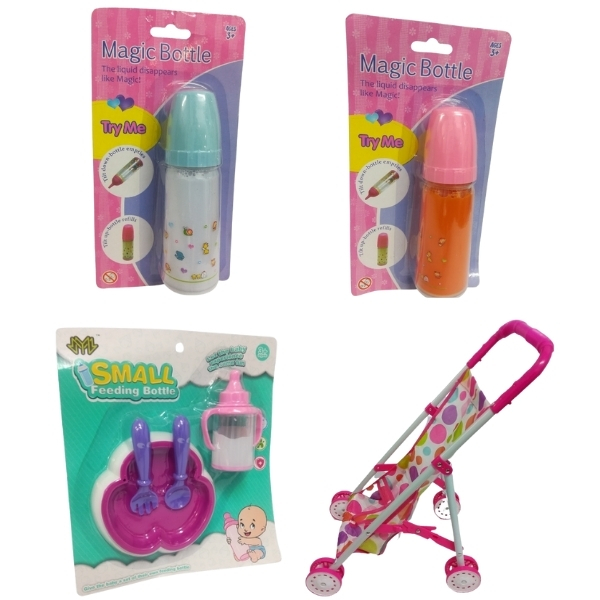 SourceDirect – Baby Doll Play Set (Drinking Bottles, Bowl Set and Stroller)