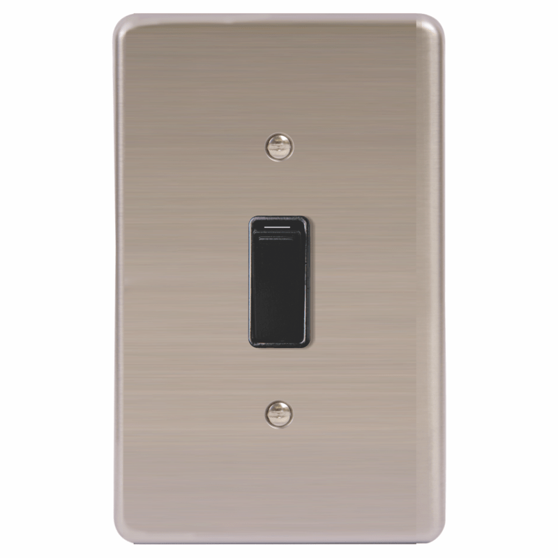 LESCO, 1 Lever 1 Way 4×2 Light Switch Stainless Steel Black