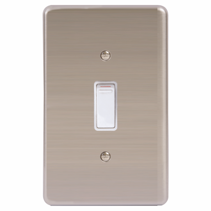 LESCO, 1 Lever 1 Way 4×2 Light Switch Stainless Steel White